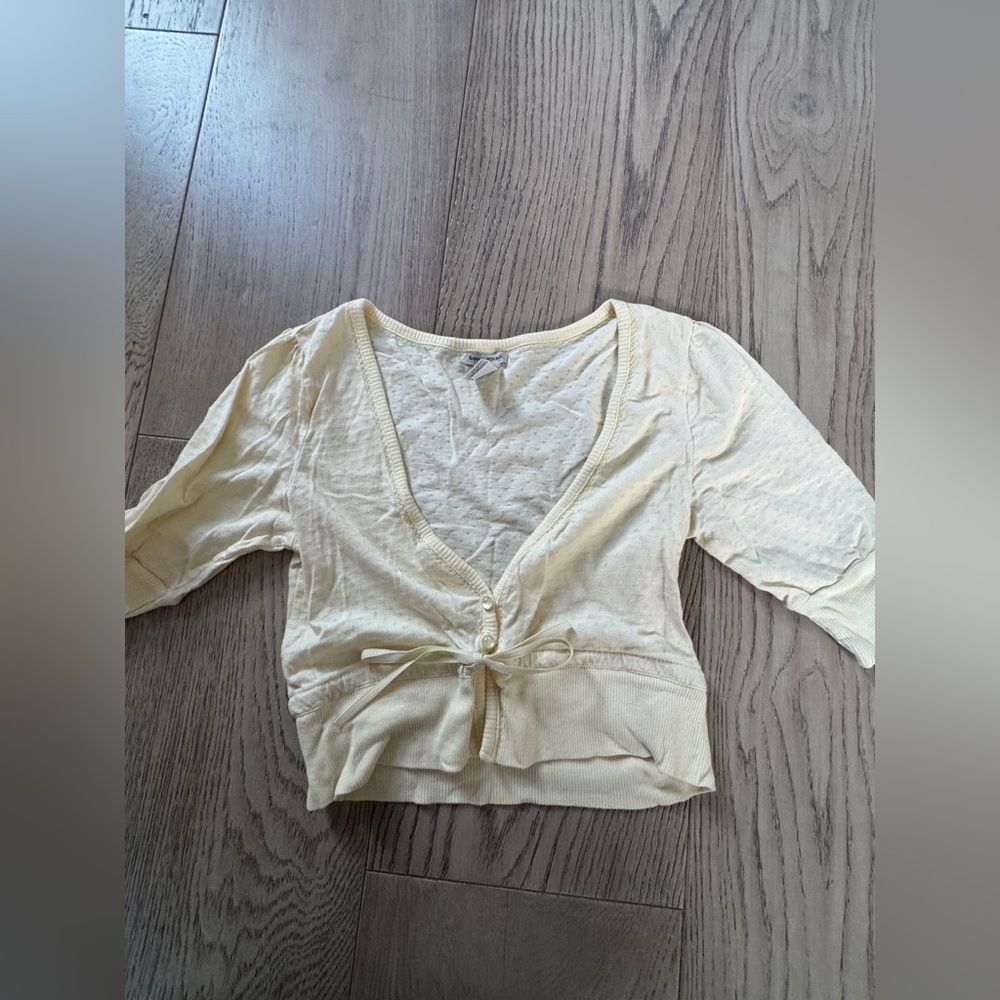 Pretty banana republic Yellow Women's cropped cardigan with Tie Front size S